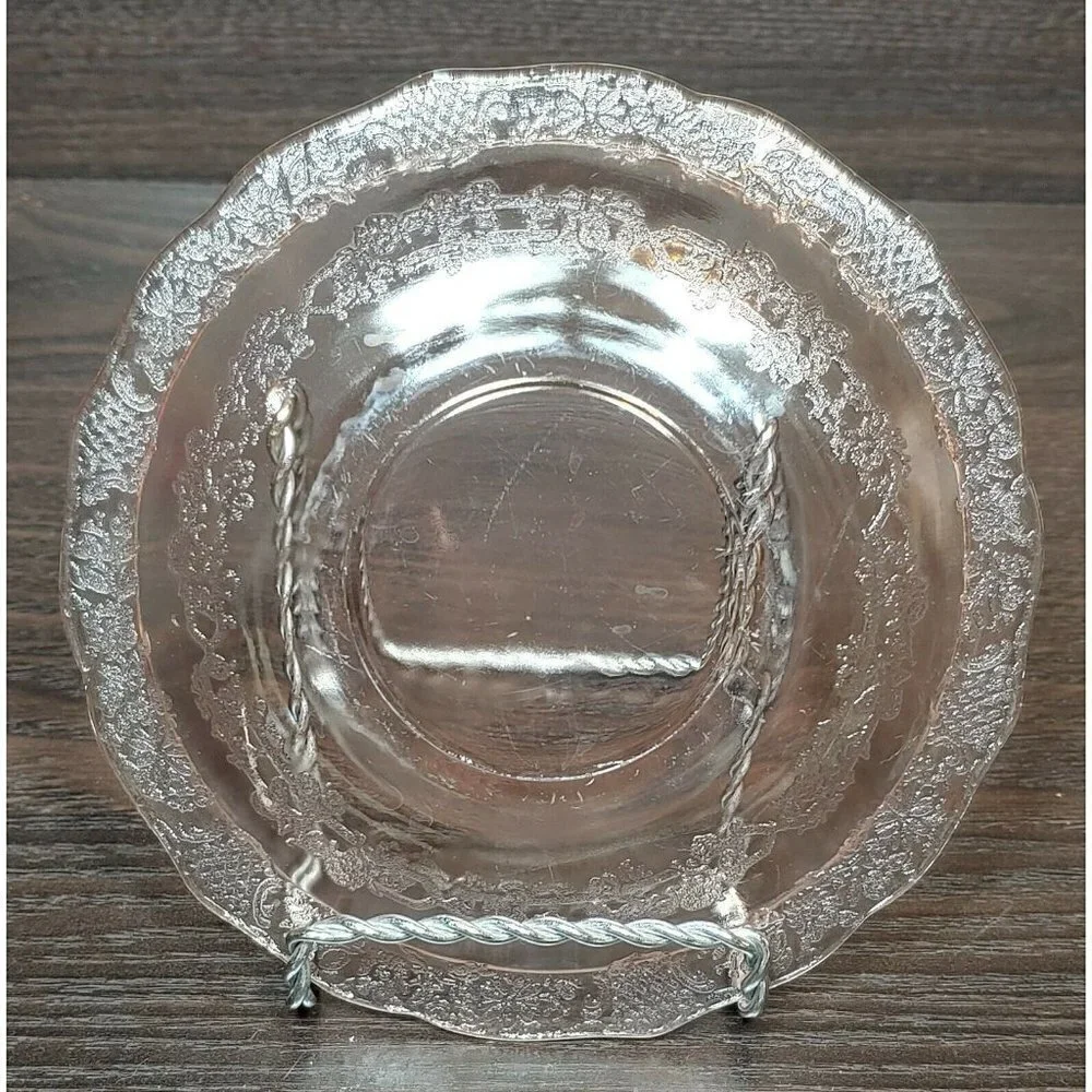 Vintage Federal Depression Glass Pink Abstract Round Shaped Underplate For Bowl